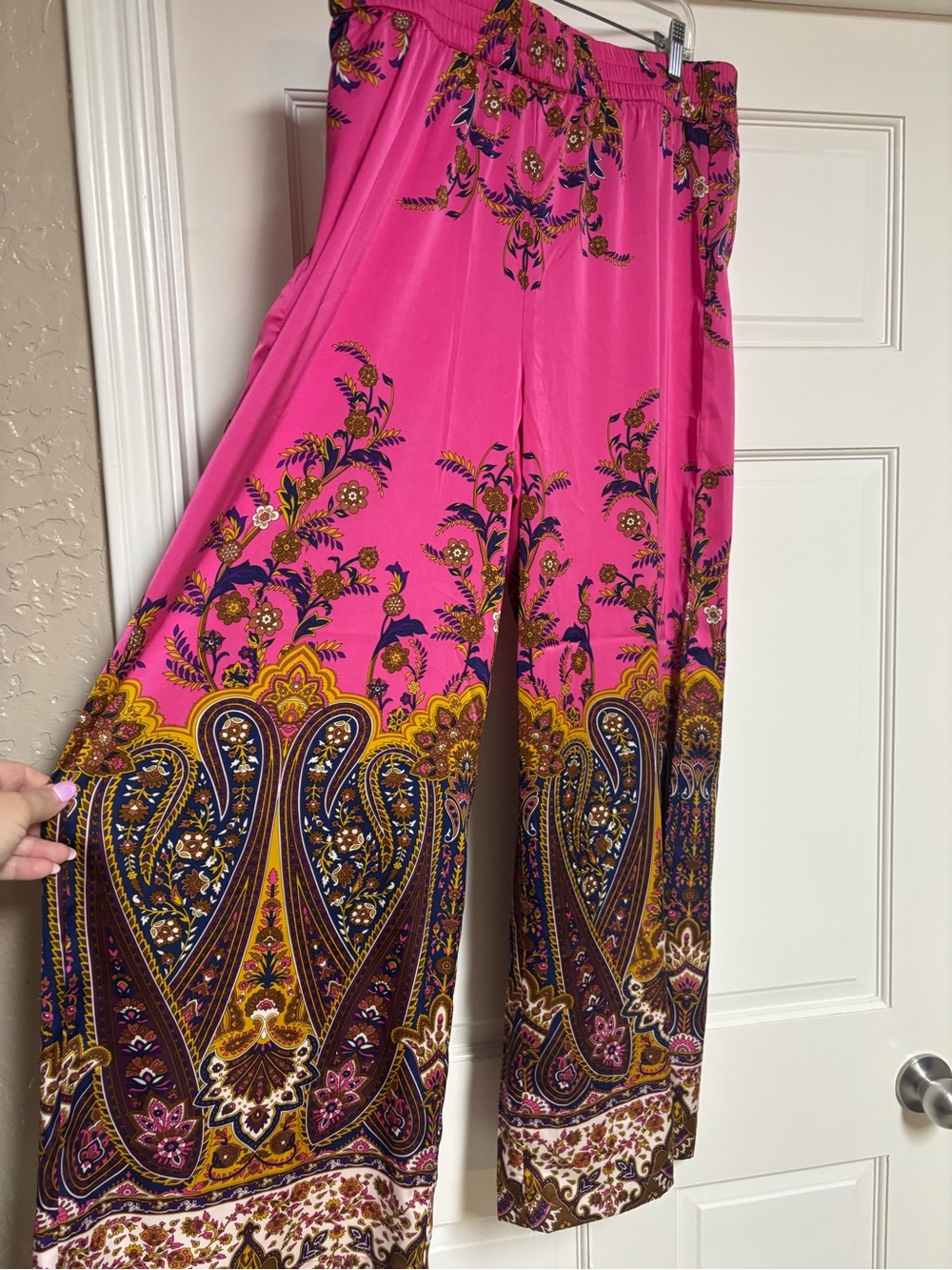 Rachel Zoe Pink Paisley Wide Leg Pants Flowy BoHo